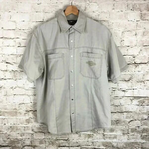 Harley Davidson Men's Taupe Button Down Shirt Med